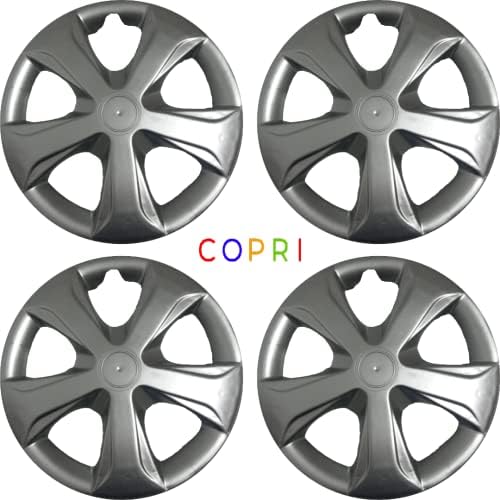 Копри сет од покривка од 4 тркала од 13 инчи Сребрена Hubcap Snap-on Fits Toyota Corolla