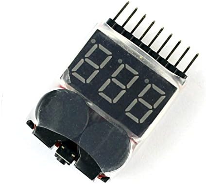 QWINOUT RC производи LIPO Alarm Alarm Alarm LED 1-8 Cell 1655, 2IN1 напонски тестер на напон на мерачот на напон Двоен звучник